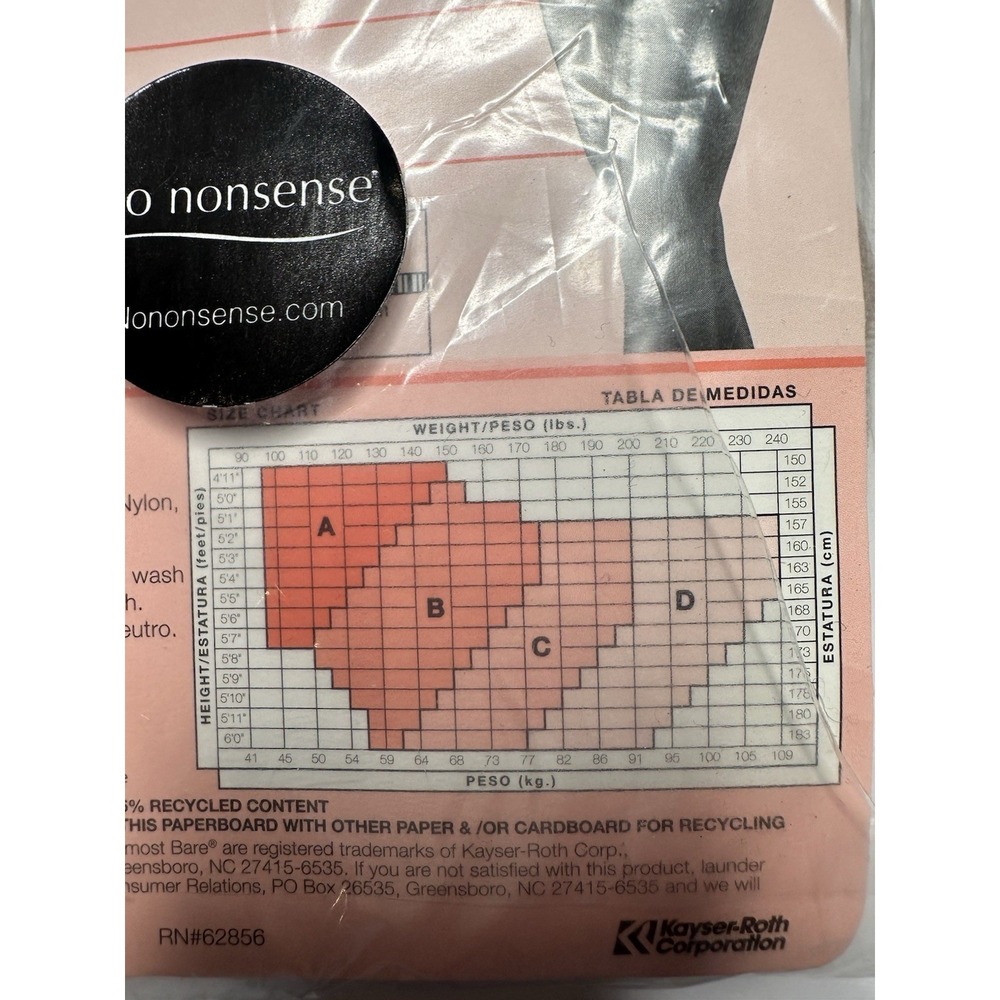 Vintage No Nonsense Almost Bare® very sheer pantyhose in Bare Bisque, Size B Med - Picture 3 of 4